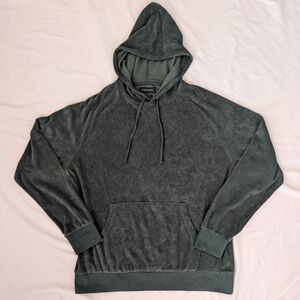 PIOMBO Mens 2XL Green Terry Cloth Towel Pullover Hoodie Sweatshirt Cozy Lounge